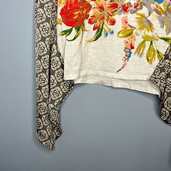 Anthropologie Little Yellow Button Elysia Handkerchief Floral Shirt Med - Picture 3 of 7